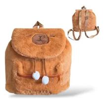 Mochila Capivara Pelúcia Escola Trabalho Faculdade Academia