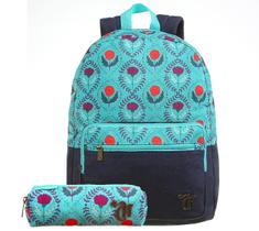 Mochila Capricho de Costas Flores Juvenil com Estojo Meninas Mochila Capricho de Costas Flores Juvenil com Estojo Meninas