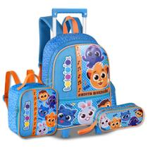 Mochila Carrinho Bolofofos com Lancheira e Estojo Escolar