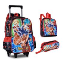 Mochila Carrinho Com Lancheira E Estojo Dragon Ball Z Super - Clio