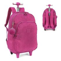 Mochila Carrinho Crinkle Tactel C/Pompom Rosa Up4You Luxcel