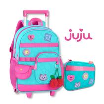 Mochila Carrinho e Estojo Box Juju Teofilo Kit Escolar Feminino