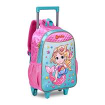 Mochila Carrinho G+ Lancheira/Estojo Sereia Com Glitter SR24557KT Clio Style