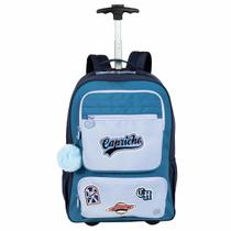 Mochila Carrinho Grande Capricho Class Cosmic Patches - Azul