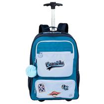 Mochila Carrinho Grande Capricho Class Cosmic Patches - Azul