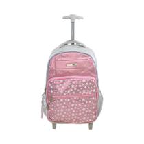 Mochila Carrinho Preto e Lilás Kids Bolso Frontal Estrelas Seanite