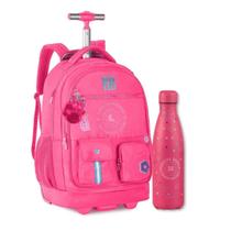 Mochila Carrinho Rebecca Bonbon C Garrafa Térmica Kit Escola