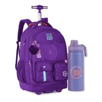 Mochila Carrinho Rebecca Bonbon com Garrafa Térmica Kit Escola