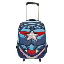 Mochila Carrinho Rodinha Alça Alto Relevo Capitao america