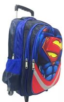 Mochila Carrinho Rodinha Alça Alto Relevo Super Man 3D
