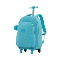 Mochila Carrinho Rosa Kids Tecido Crinkle Chaveiro Pompom Luxcel