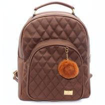 Mochila Casteliê Casual Pompom Feminina - Marrom Escuro