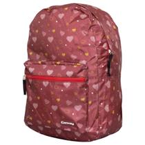 Mochila Casual Unissex Juvenil Versátil Escolar em Nylon Estampa de Corações - Convoy