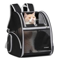 Mochila Cat Mochila para animais de estimação para cães pequenos e gatos médios, cachorrinhos e coelhinhos de até 15 libras, mochila dobrável para transporte de gatos com malha totalmente ventilada com coleira de segurança (preta) Mochila Cat Mochila para animais de estimação para cães pequenos e gatos médios, cachorrinhos e coelhinhos de até 15 libras, mochila dobrável para transporte de gatos com malha totalmente ventilada com coleira de segurança (preta)