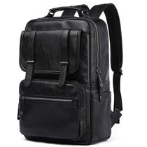 Mochila CHAO RAN para laptop de couro 15,6" impermeável preta