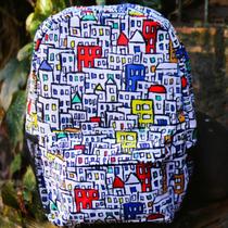 Mochila Cidade Prédios Resistente Estampa Moderna