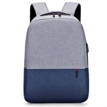 Mochila Cinza/Azul Marinho para Notebook até 15.6" Escritório Unissex com Usb MNC