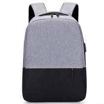 Mochila Cinza e Preto para Notebook até 15.6" Escritório Unissex com Usb MNC
