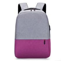 Mochila Cinza e Rosa para Notebook até 15.6" Escritório Unissex com Usb MNC