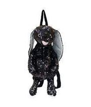 Mochila Coelho Lantejoulas Preto Prateado 39x19x33cm - KBC