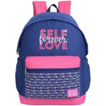 Mochila College Tween SELF Love com Glitter e Bolso Mochila College Tween SELF Love com Glitter e Bolso