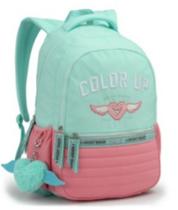 Mochila color up 18" coracao lilas e verde