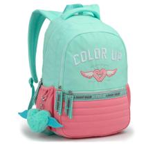 Mochila color up 18" coracao verde e rosa(mi42205)