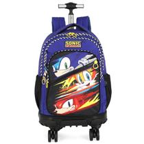Mochila Com 4 Rodas Grande Espaçosa Escolar Menino Sonic