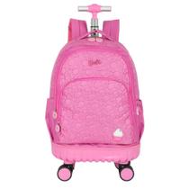 Mochila Com 4 Rodinhas Grande Bolsa Escolar Menina Barbie - Luxcel