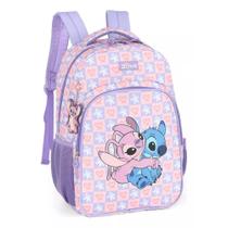 Mochila Com Alça Stitch E Angel Lilás Luxcel