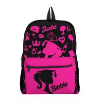 Mochila com Bolso Infantil Avulsa Menina Barbie Rosa