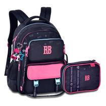 Mochila com Estojo Box KIt Escolar Feminino Rebecca Bonbon