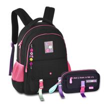 Mochila Com Estojo Luluca Kit Escolar Bolsa Juvenil Premium