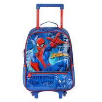 Mochila Com Rodas Escolar Xeryus Spider Man Azul Infantil Super Herói Marvel Homem Aranha
