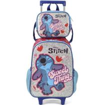 Mochila com rodas + lancheira do kit vermelho stitch un maxlog