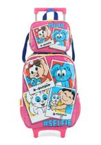Mochila Com Rodas+lancheira Luxcel Turma Monica 39302 Rosa