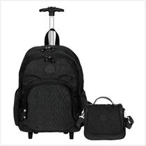 Mochila com Rodas Rabisk Colors RK4100 + Lancheira Térmica Rabisk Colors RK4104 Impermeável Preto