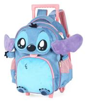 Mochila com rodas stitch azul