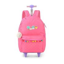 Mochila com rodinha e costa Barbie pink Luxcell