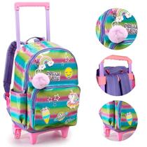 Mochila com rodinha e costa Unicórnio Arco-Irís Brilho Seanite Mochila com rodinha e costa Unicórnio Arco-Irís Brilho Seanite