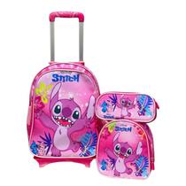 Mochila Com Rodinha Escolar Stich 03 peças com Lancheira e Estojo Mochila Com Rodinha Escolar Stich 03 peças com Lancheira e Estojo