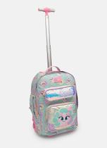 Mochila com rodinha gata sereia verde agua