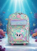 Mochila com Rodinha Grande Paetê Gata Sereia Puket