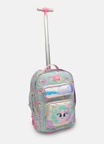 Mochila com Rodinha Grande Paetê Gata Sereia VERDE AGUA 7909692277093 Mochila com Rodinha Grande Paetê Gata Sereia VERDE AGUA 7909692277093