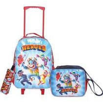 Mochila com rodinha heroes kit c/3 pecas (s) - RIO DE OURO