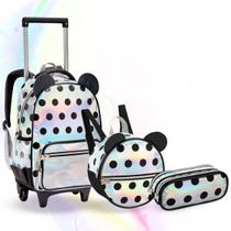 Mochila com Rodinha Temático bolinha Infantil, Kit Completo com Mochila, Lancheira, Estojo Combinando Mochila com Rodinha Temático bolinha Infantil, Kit Completo com Mochila, Lancheira, Estojo Combinando