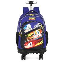 Mochila Com Rodinhas 360º Sonic The Hedgehog Azul Luxcel MC49832SO Lançamento 2026 Mochila Com Rodinhas 360º Sonic The Hedgehog Azul Luxcel MC49832SO Lançamento 2026
