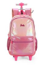 Mochila com Rodinhas Barbie Pink Holográfica - Luxcel