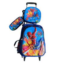 mochila com rodinhas e alça, lancheira térmica e estojo HOMEM ARANHA