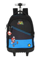 Mochila com Rodinhas e Alças Super Mario Azul MC47566MO Lançamento 2025 Luxcel Mochila com Rodinhas e Alças Super Mario Azul MC47566MO Lançamento 2025 Luxcel